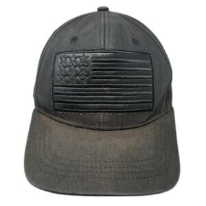 Beautiful Giant Black Snapback Hat One Size American Flag Patch 6 Panel Cotton